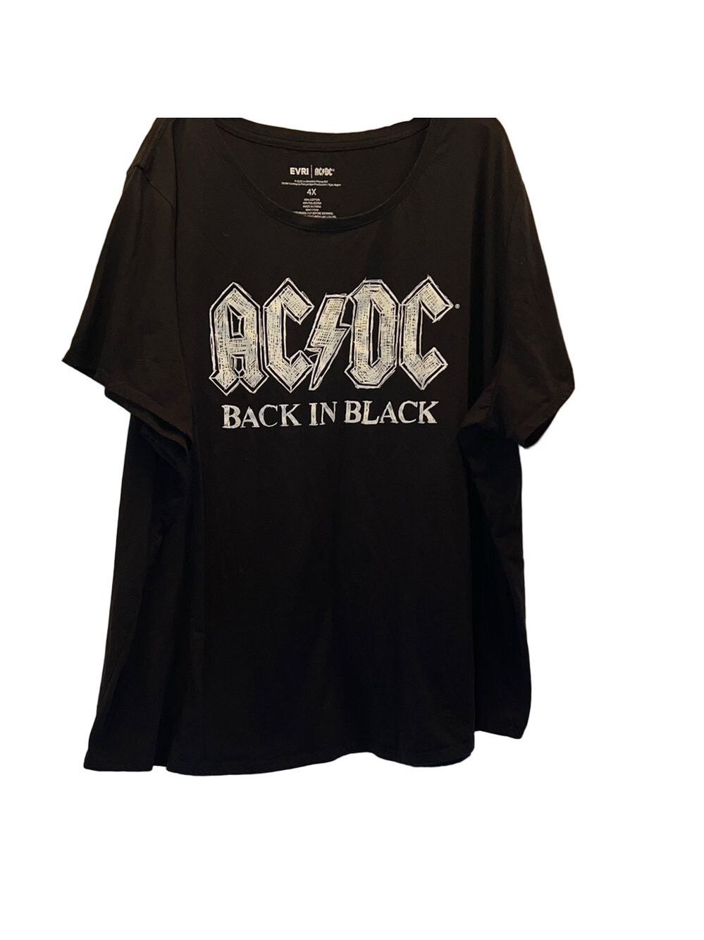 AC/DC Black Graphic Tee, Plus Size 4X